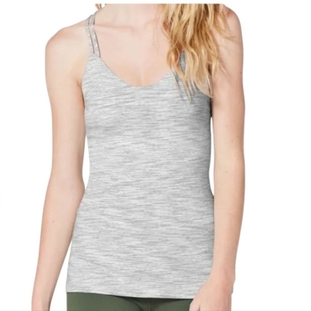 Lululemon Size‎ 6 Create Your Calm Tank Gray White Women's Strappy Top